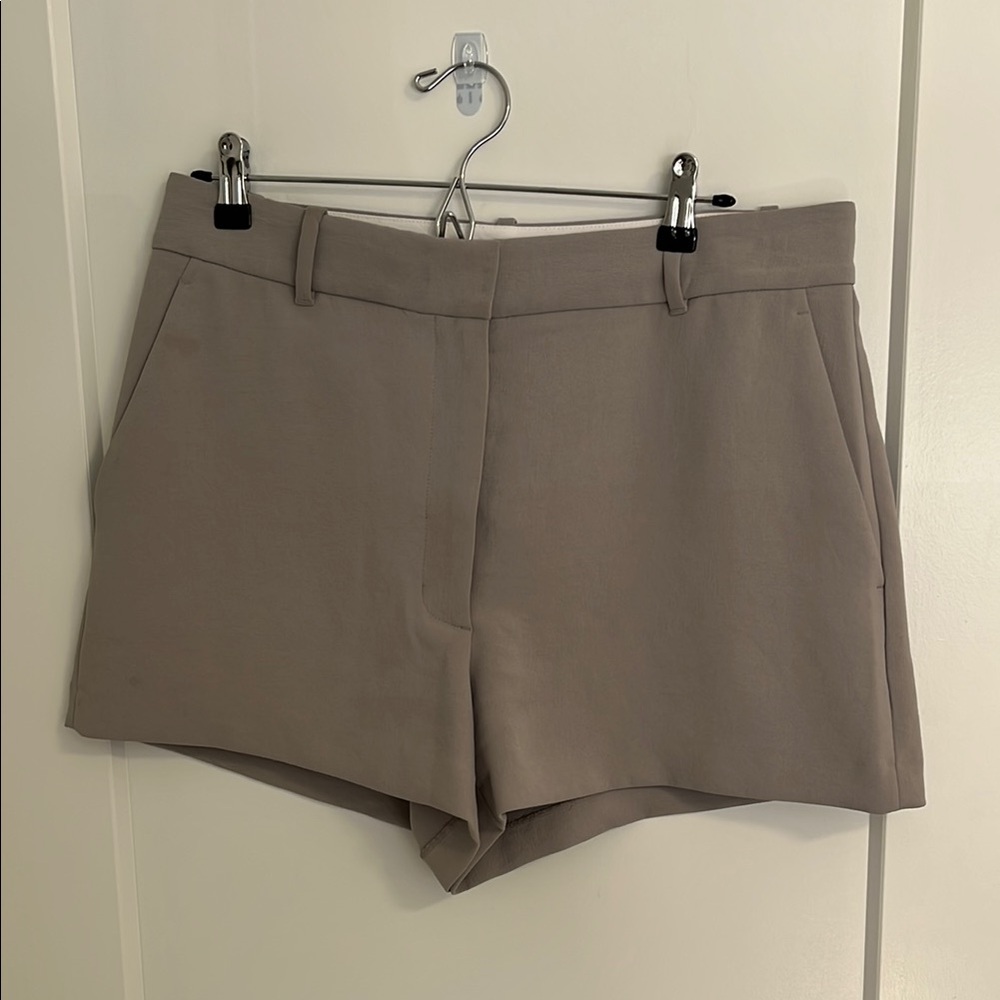 Aritzia High Waist Tailored Shorts in Taupe